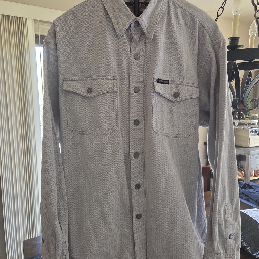 Harley-Davidson heavy cotton jean shirt jacket with snap buttons (L237)